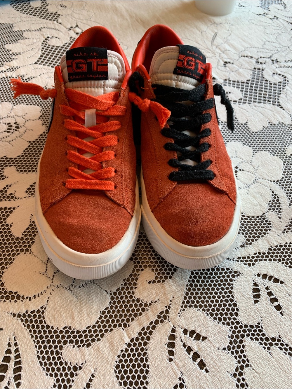 Nike Orange and Black Athletic Shoe Tag View